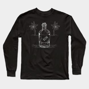 Hand drawn rum bottle white text Long Sleeve T-Shirt